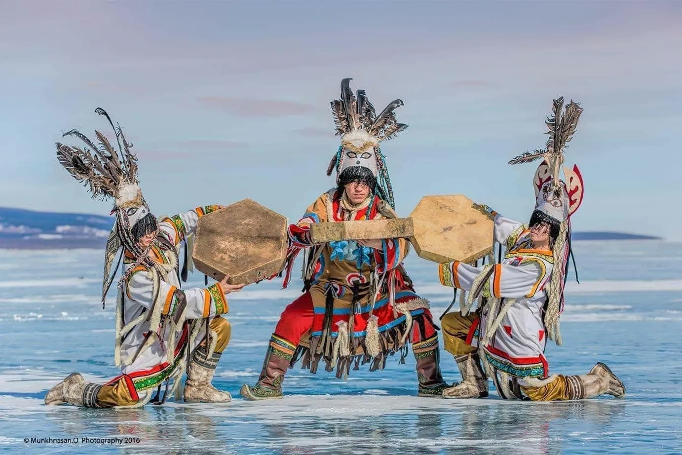 Shamans during the ice festival