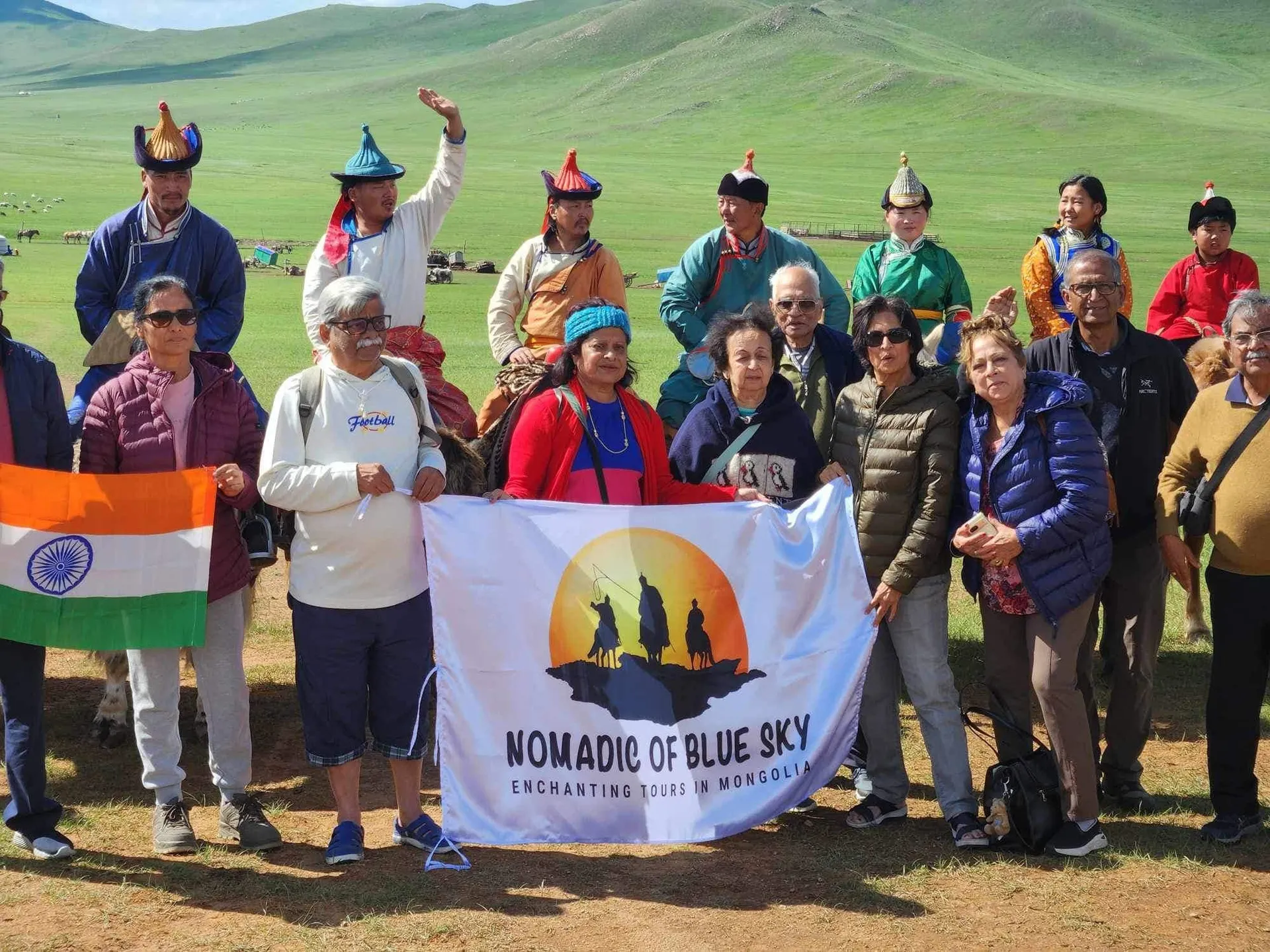 Indian tourists with Nomadic of the Blue Sky
